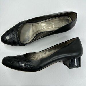 Salvatore Ferragamo Women’s Black Leather Business Career Pumps US 9